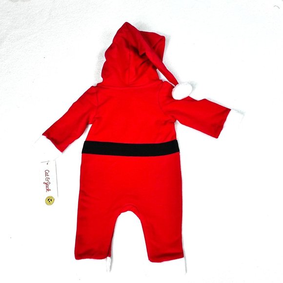 Cat & Jack Baby Santa Suit One Piece w/Attached Hat/Hood NWT - Picture 3 of 6